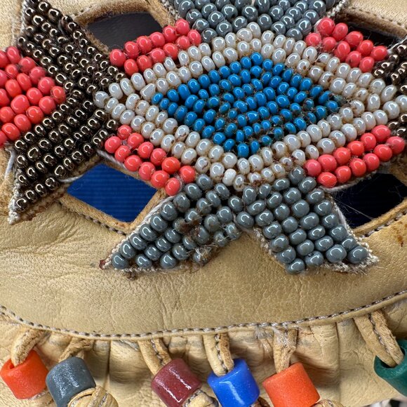 Susan Bennis Warren Edwards Vintage Handmade Leather Beaded Loafers Sz 8 NWOB - Picture 15 of 16